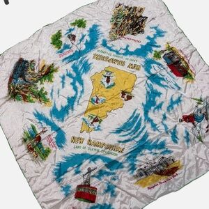 Vintage New Hampshire scenic sites scarf rayon made in Japan hand rolled edges